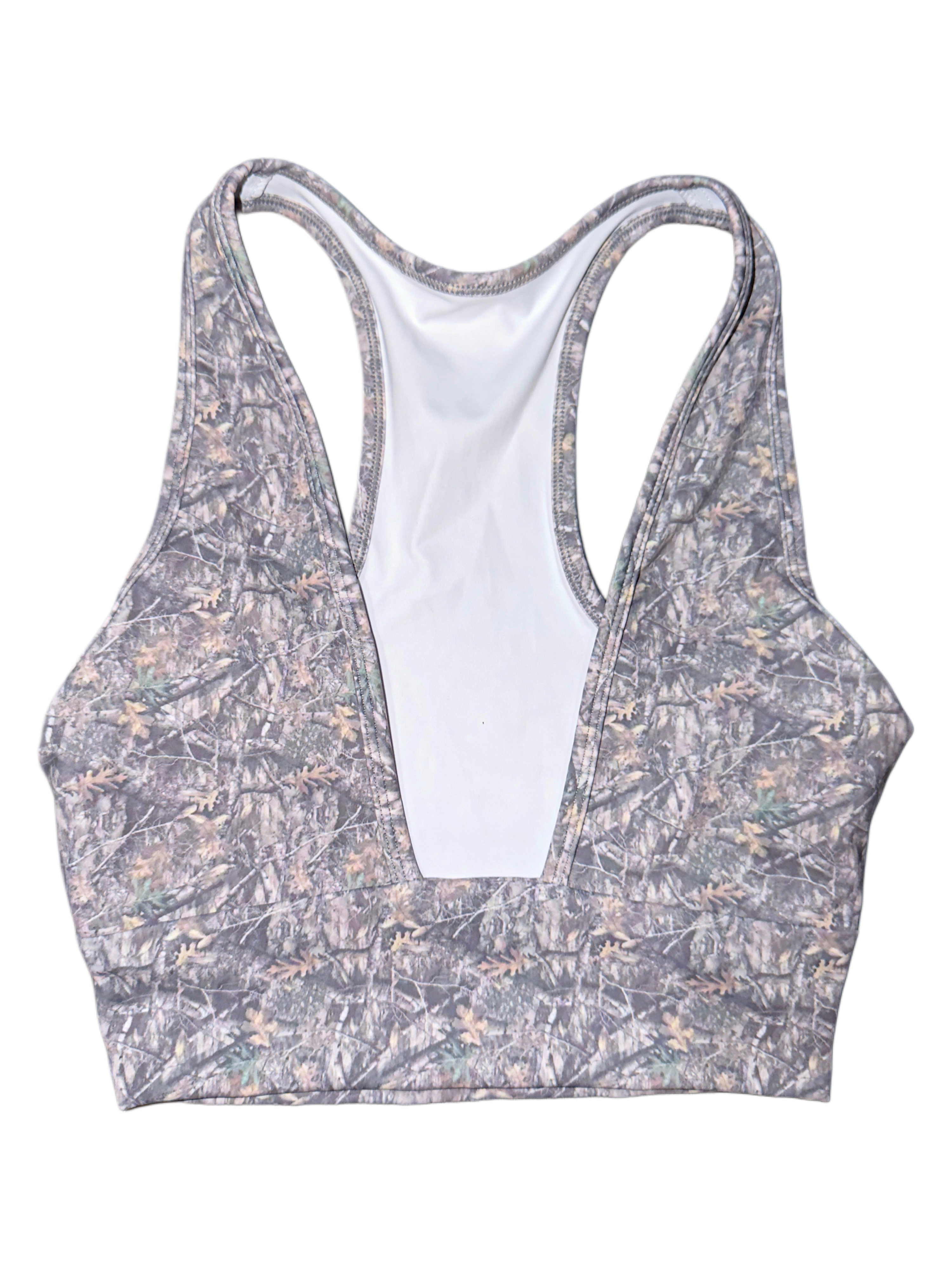 Faded tree camo deep plunge top