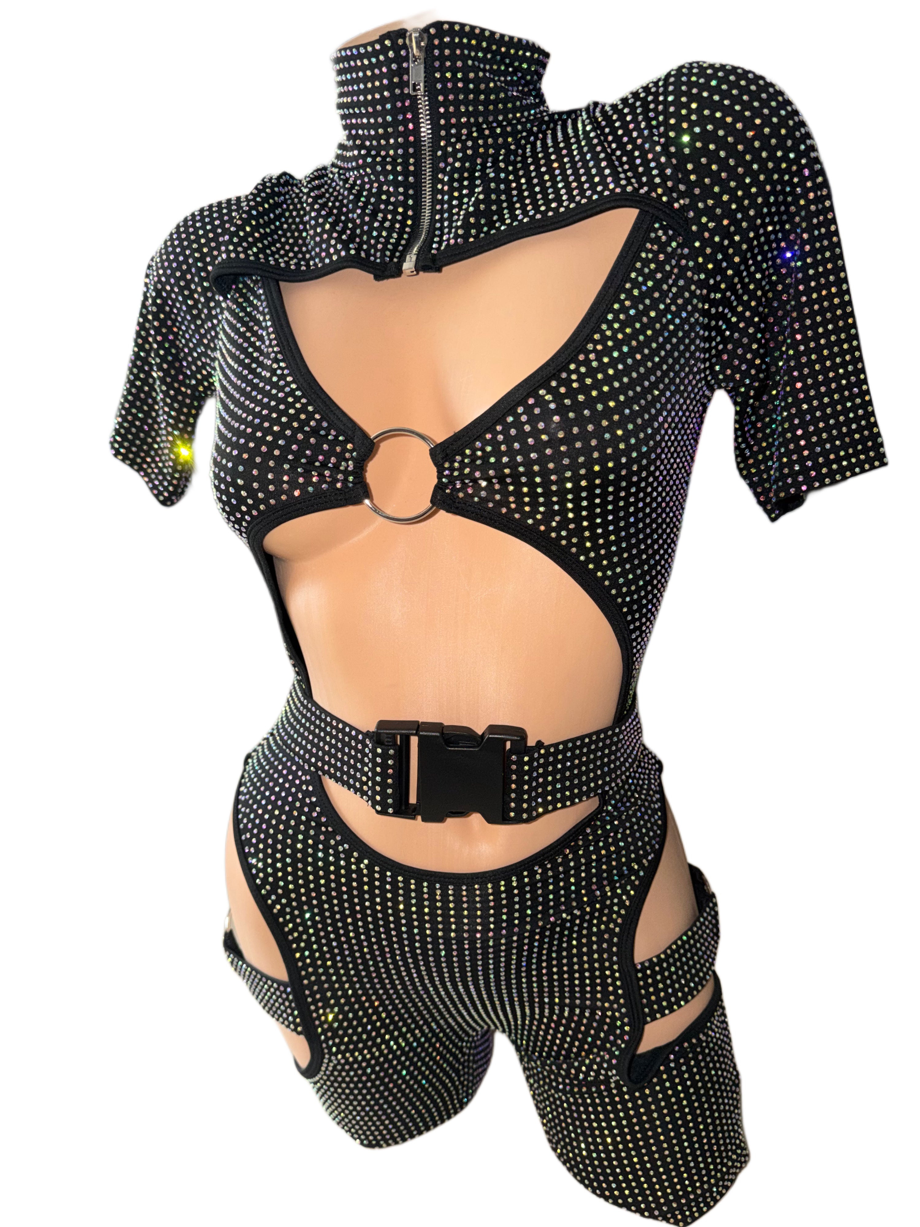 Click up rhinestone iced out romper