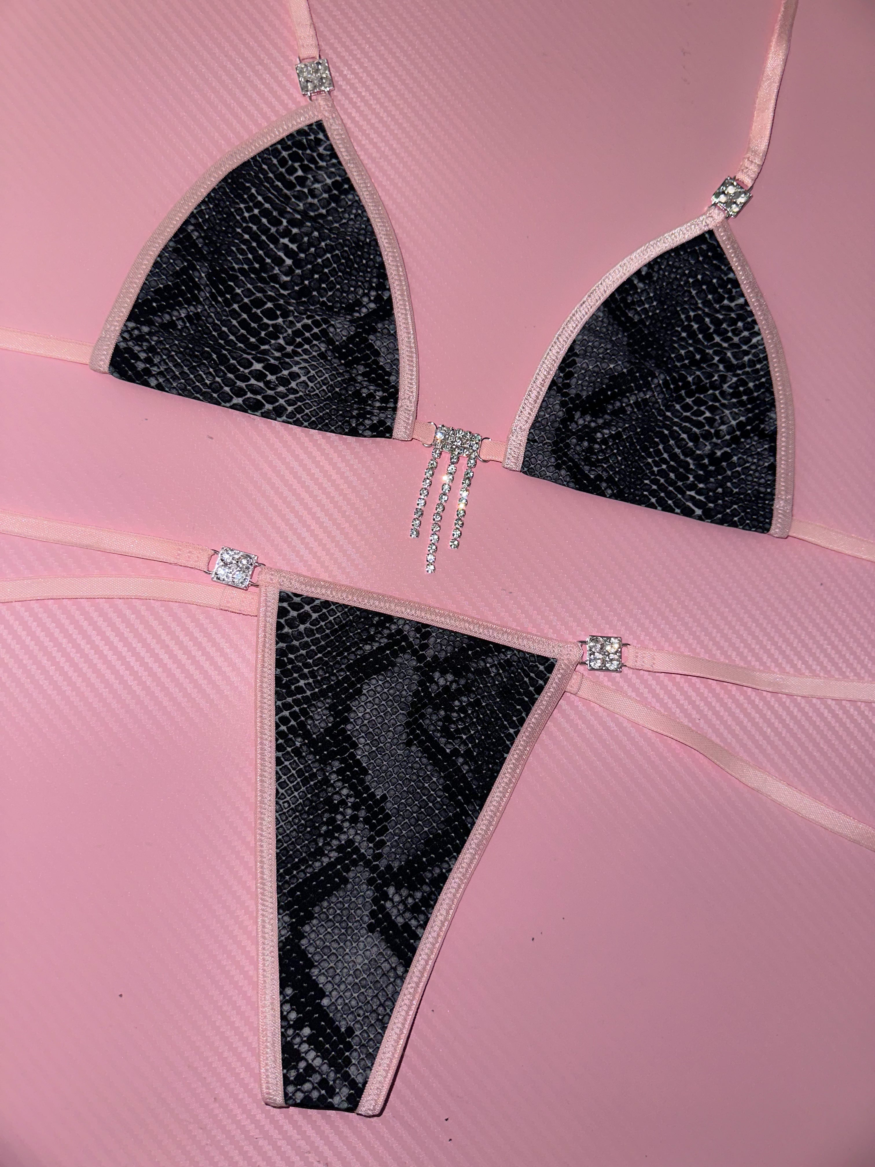 Pink venom snakeskin sparkle bikini