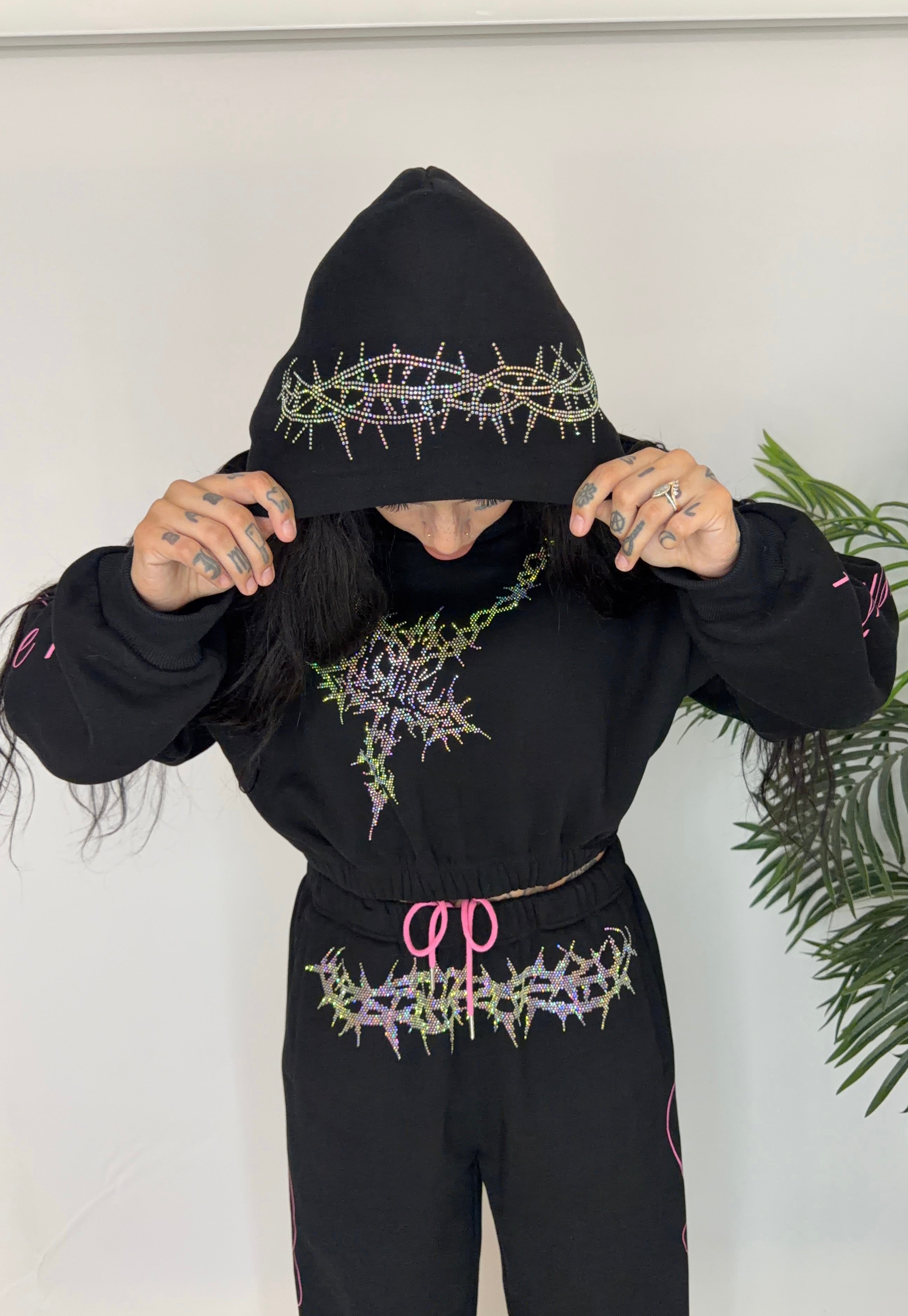 Angels are here crop hoodie