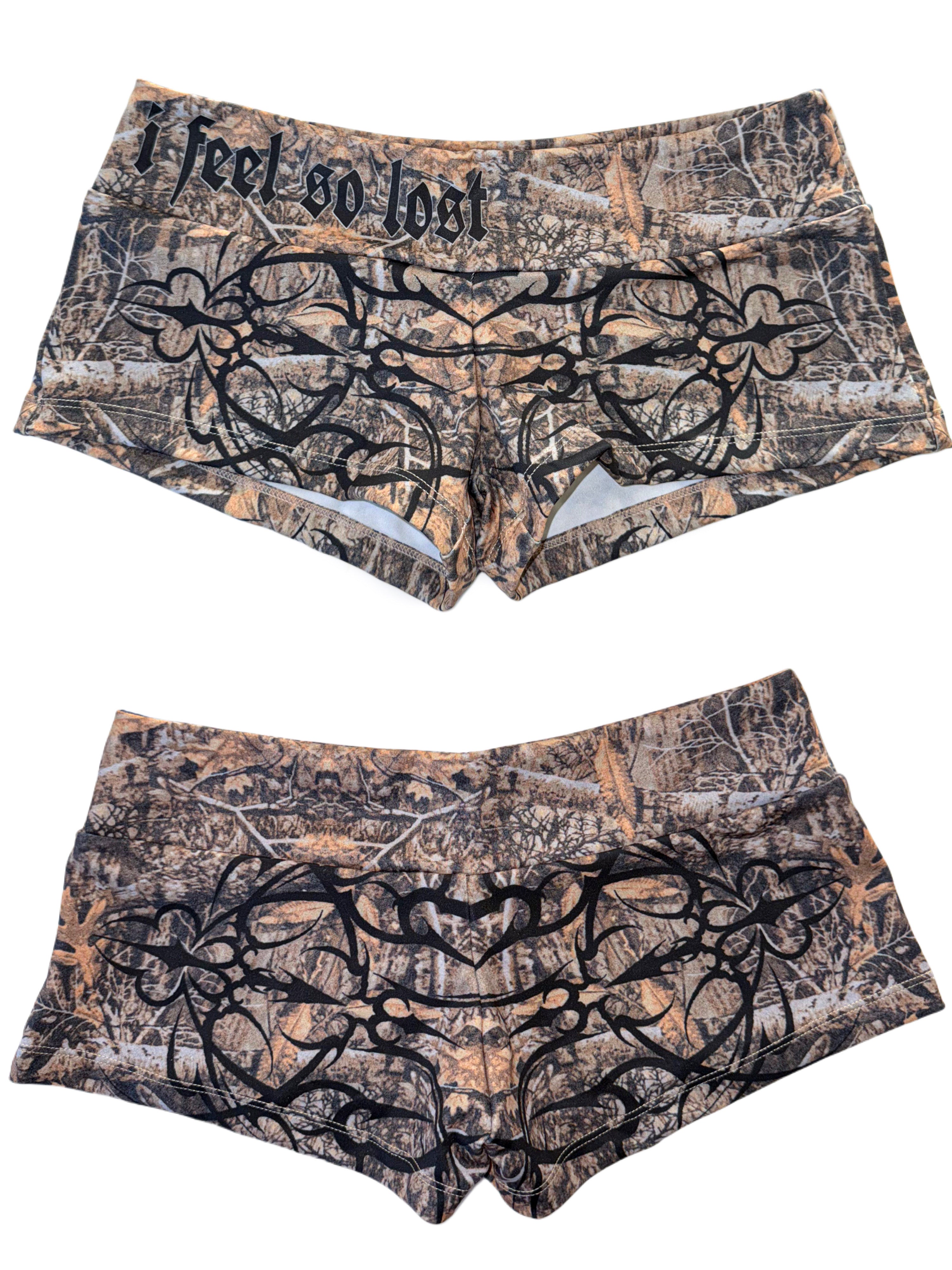 I feel so lost tree camo micro shorts hotpants streetwear