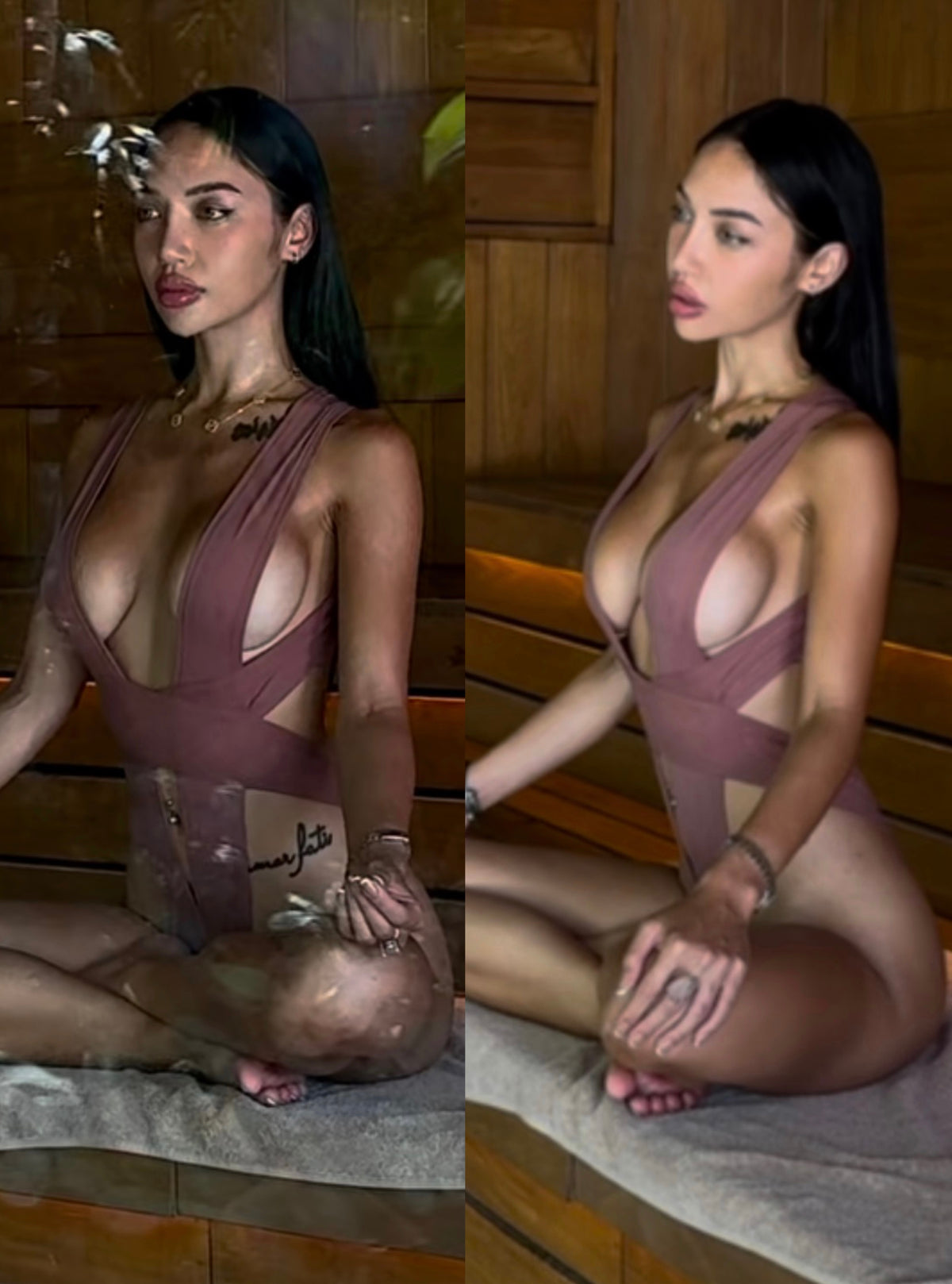 Matte Nude Wrap one piece