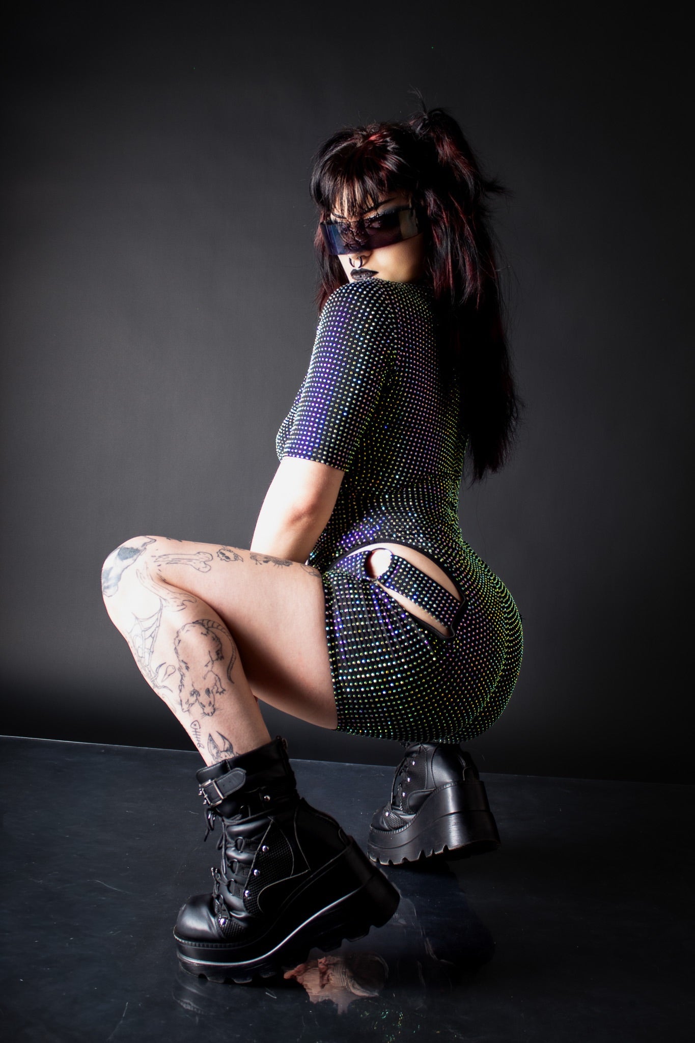 Click up rhinestone iced out romper