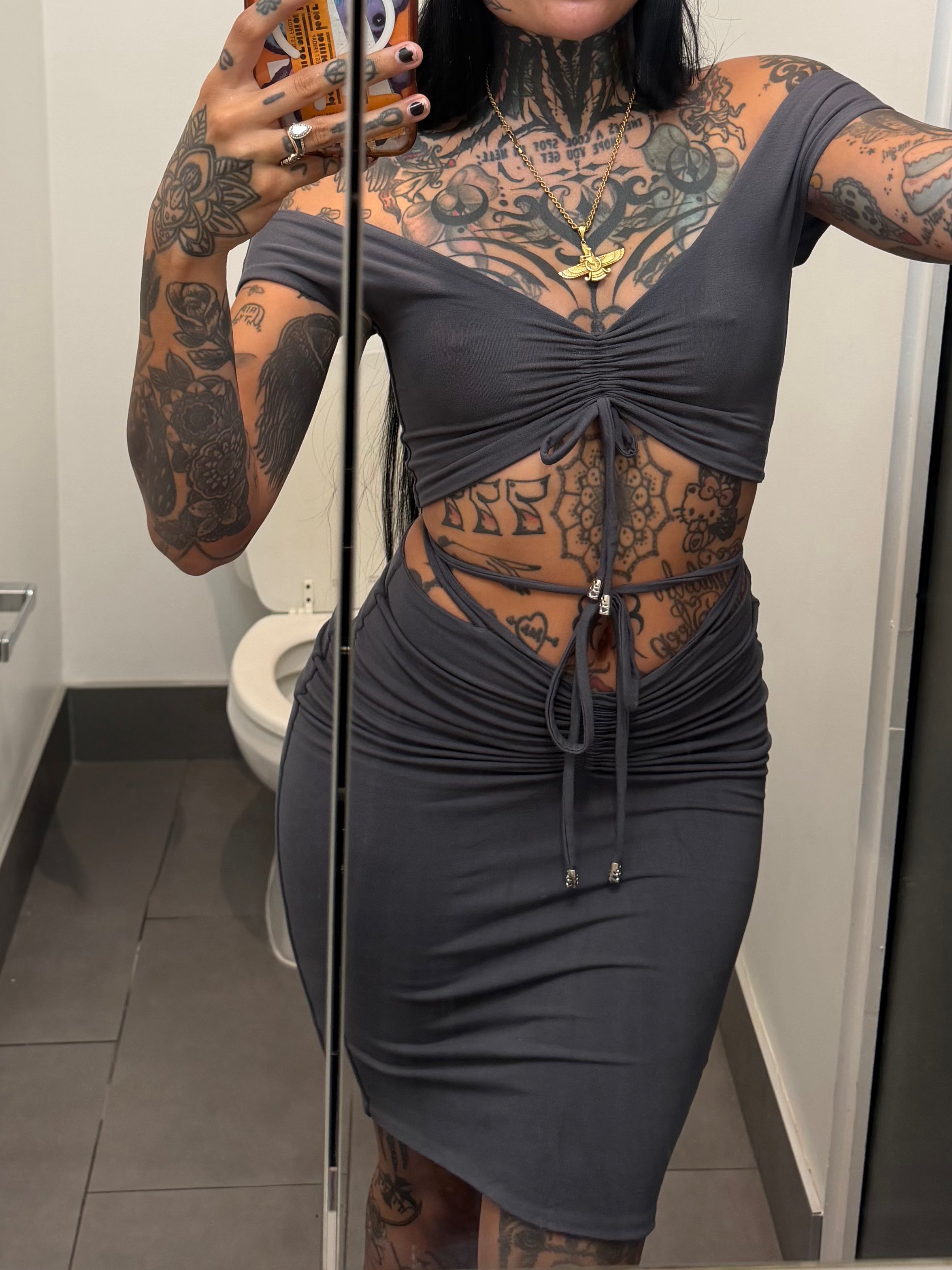 Omen streetwear skirt set
