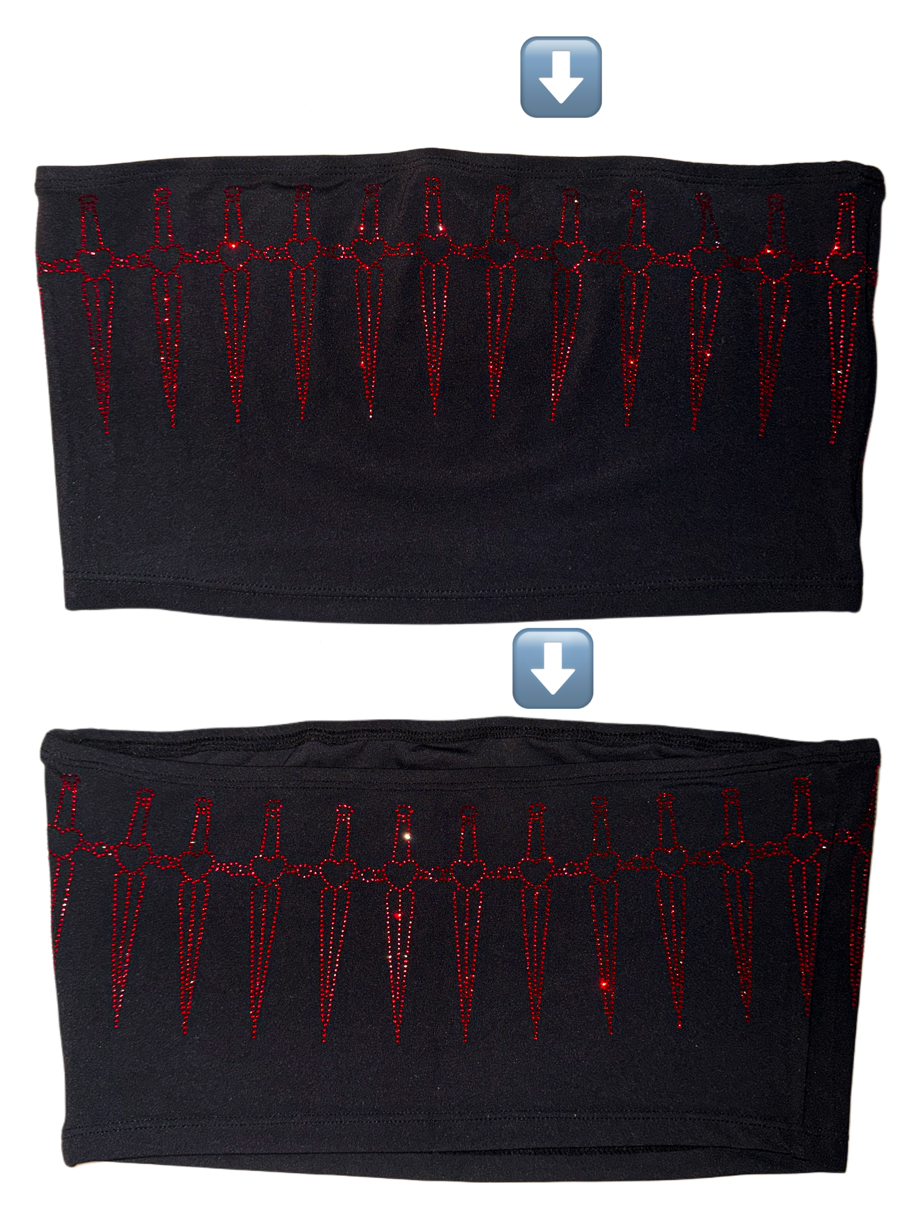 Fatal love dagger rhinestone tube top