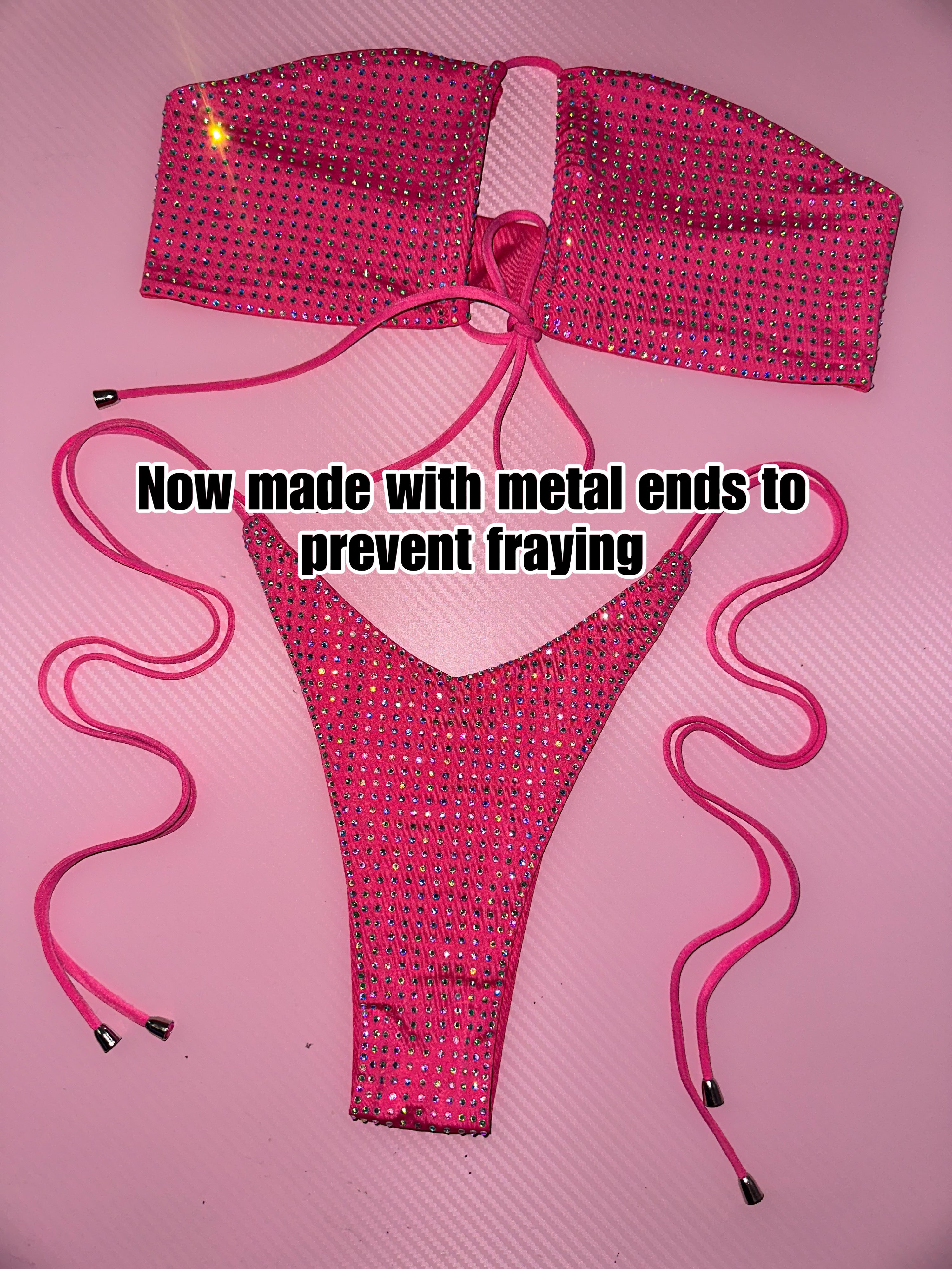 Iced out pink rhinestone Krystal bikini