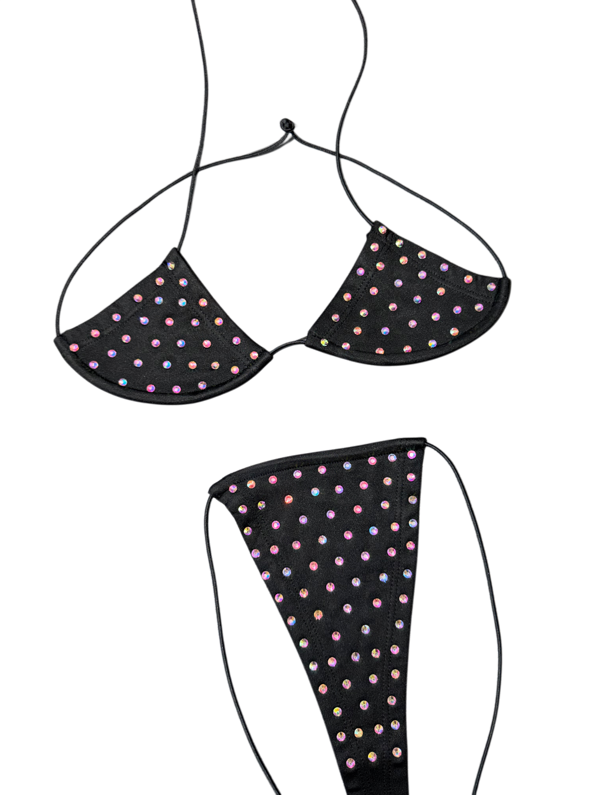 Black rhinestone string microkini