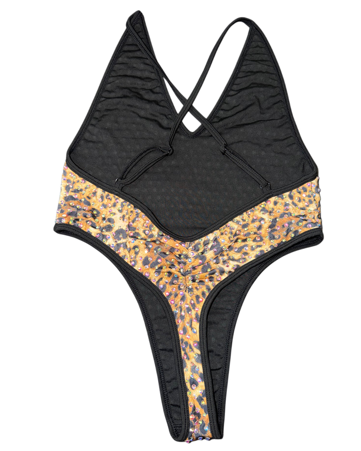 Leopard iced out rhinestone one piece