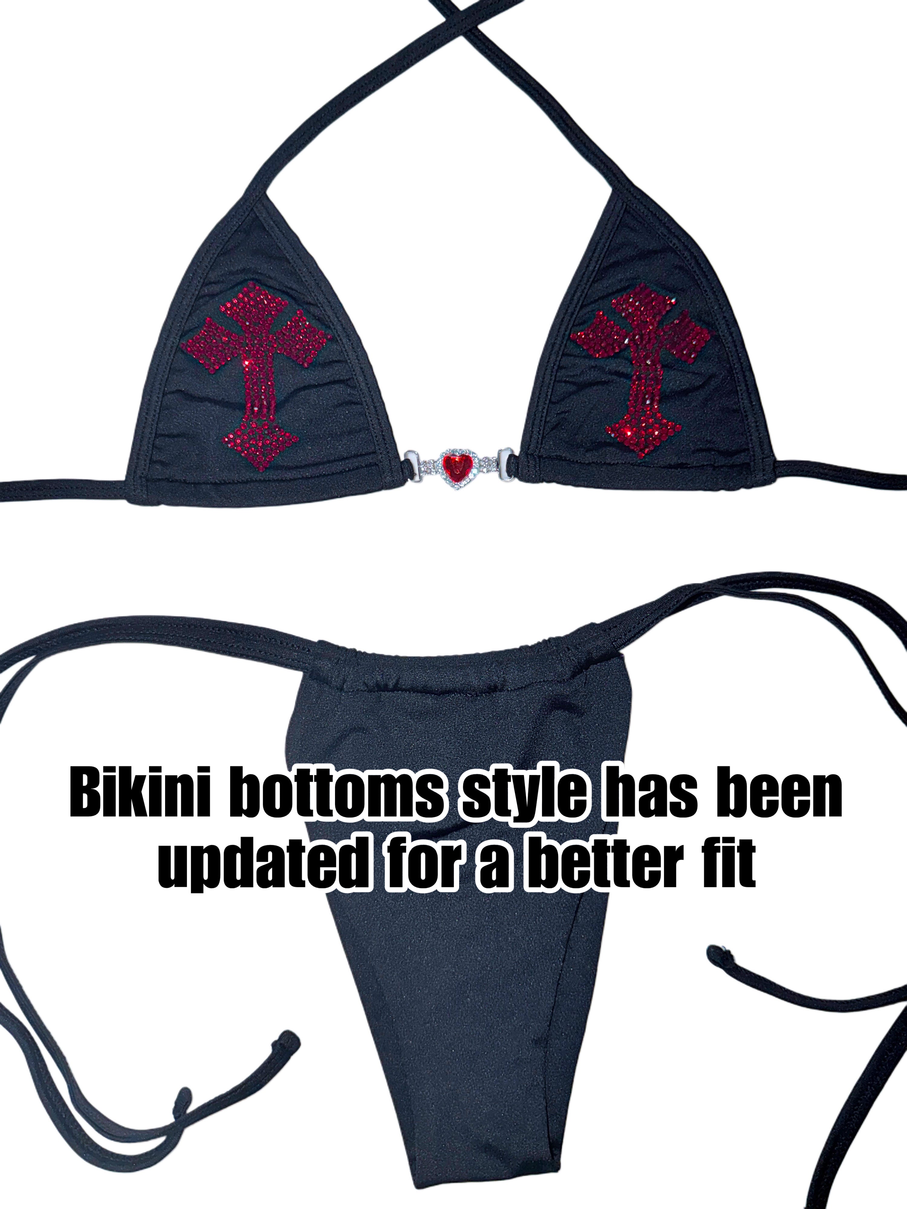 Forgive Me Father rhinestone bikini