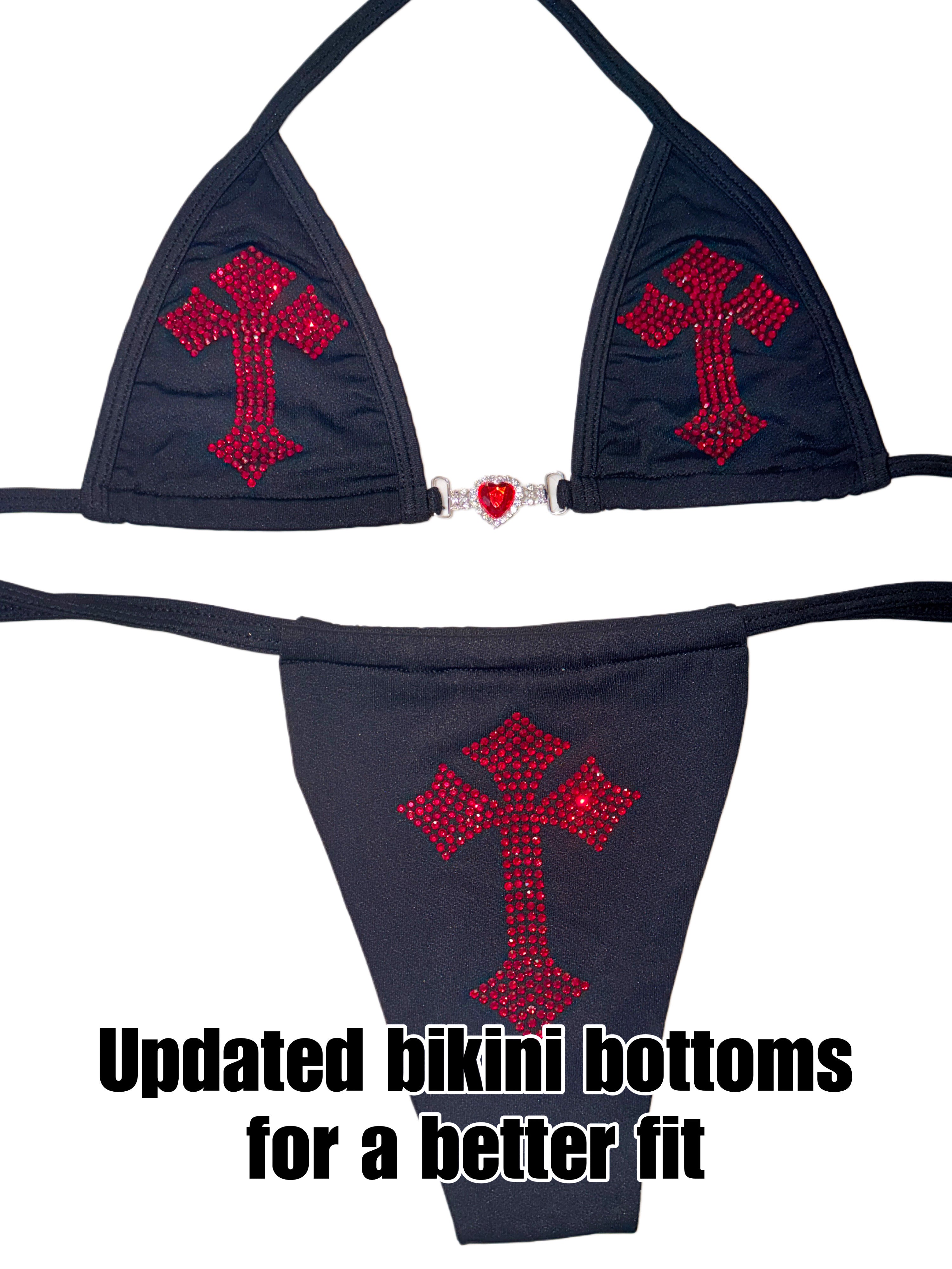 Forgive Me Father rhinestone bikini