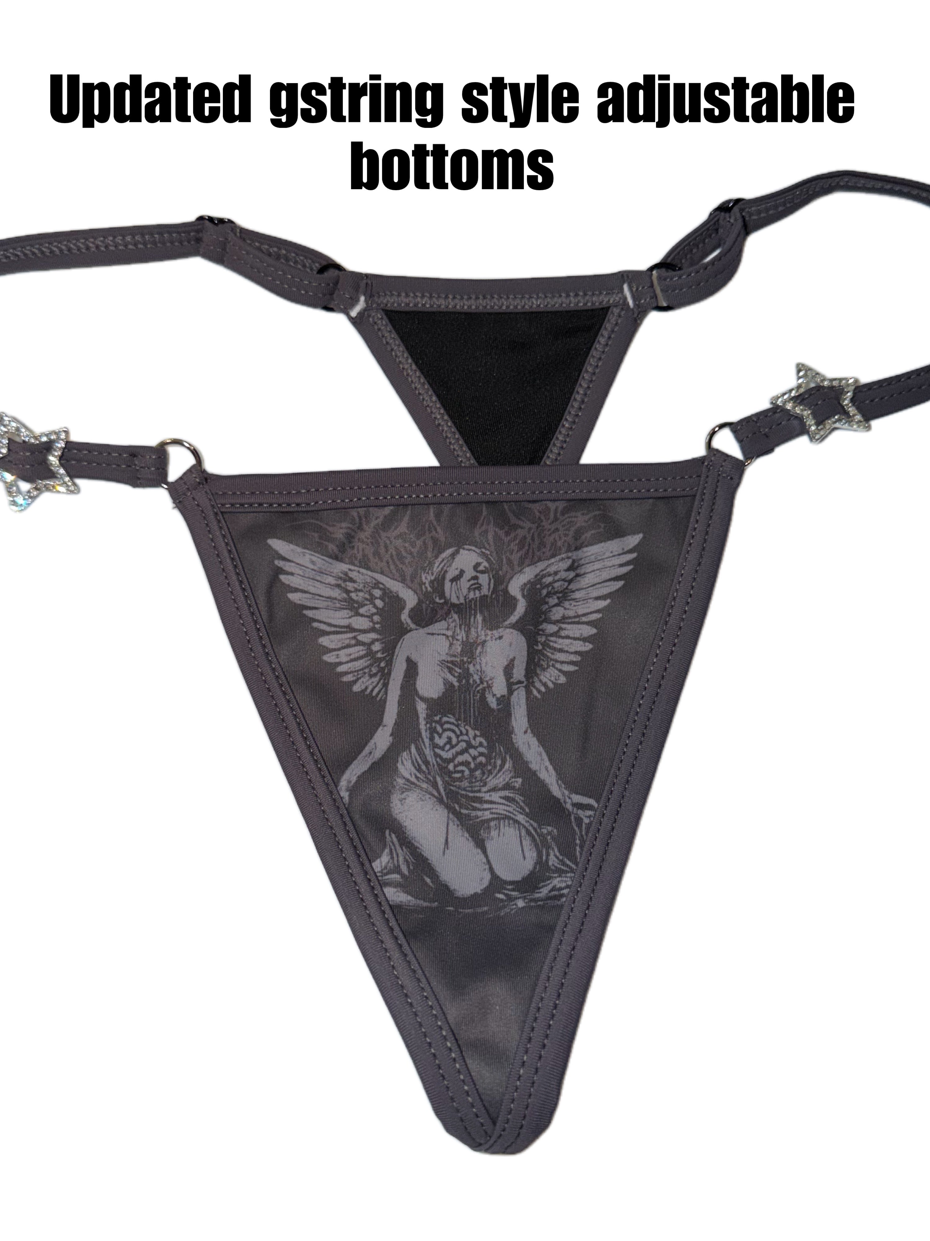 Decaying angel low rise short set rhinestone stars