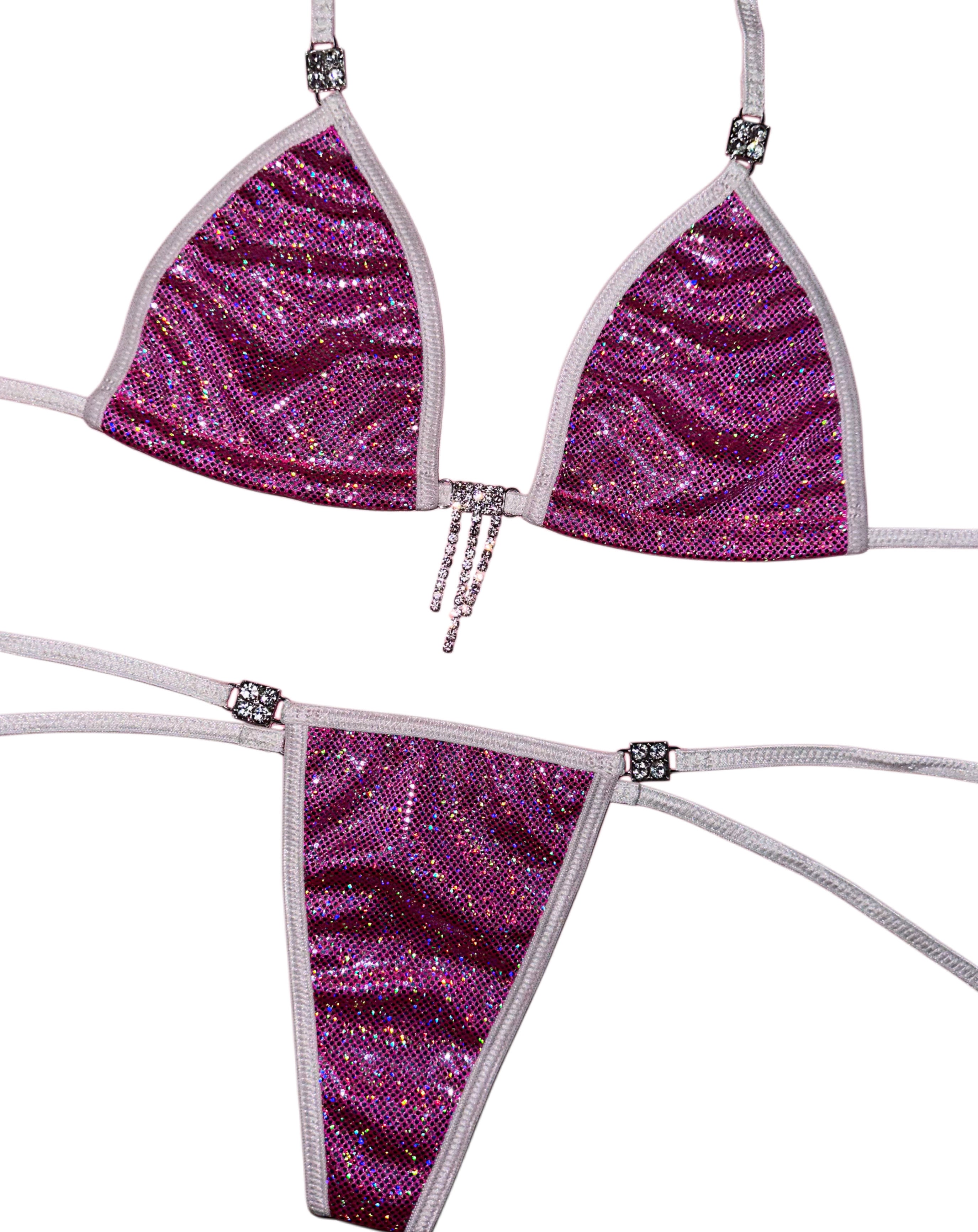 Pink holographic sparkle bikini