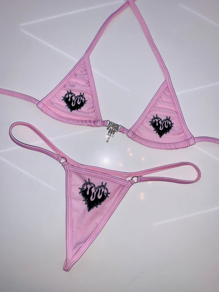 Love on fire sparkle microkini - Bikinis, Monokinis, skirt sets, and apparel inspired by strippers - Bubblegum The Brand