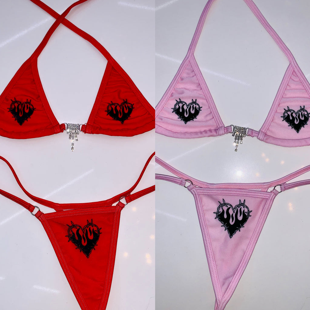 Love on fire sparkle microkini - Bikinis, Monokinis, skirt sets, and apparel inspired by strippers - Bubblegum The Brand