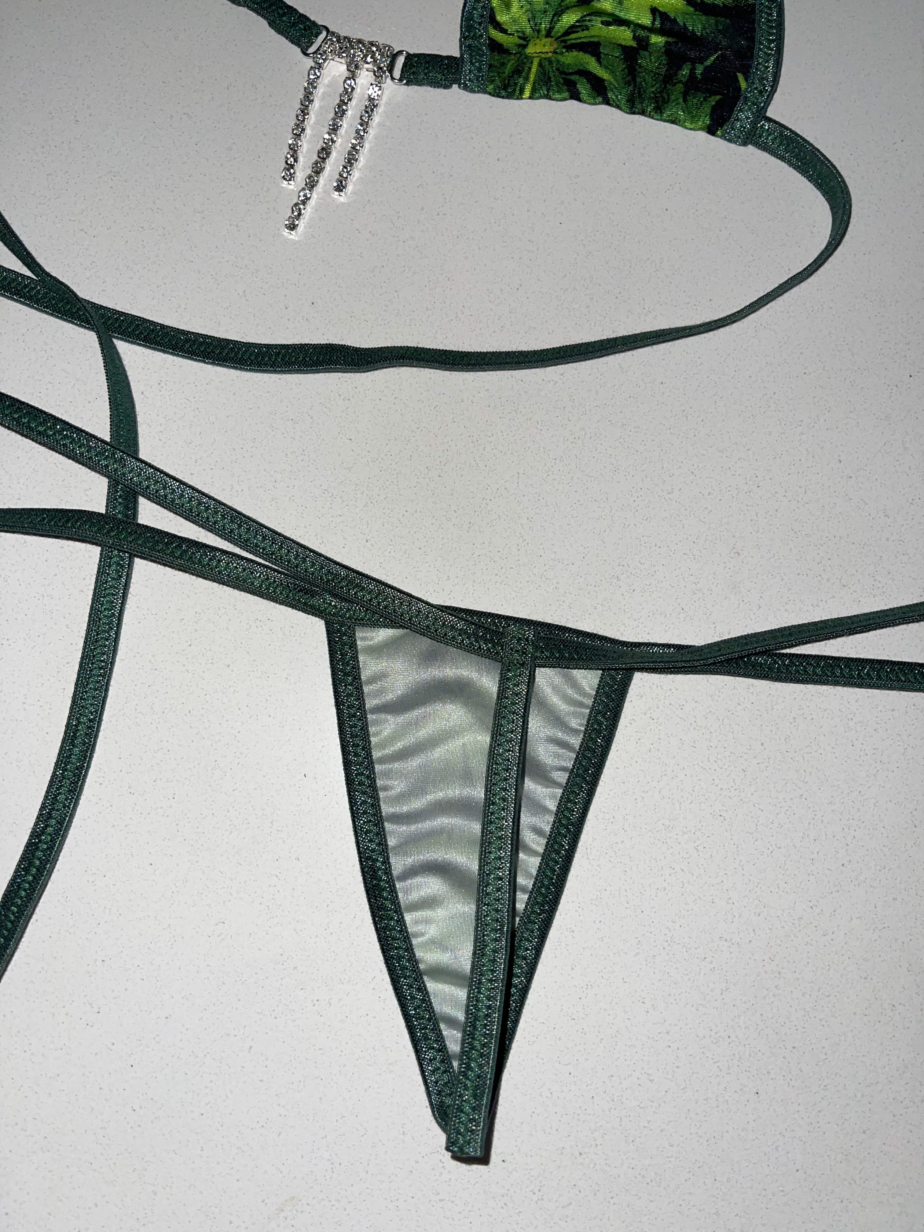 Weed sparkle micro bikini - Bikinis, Monokinis, skirt sets, and apparel inspired by strippers - Bubblegum The Brand