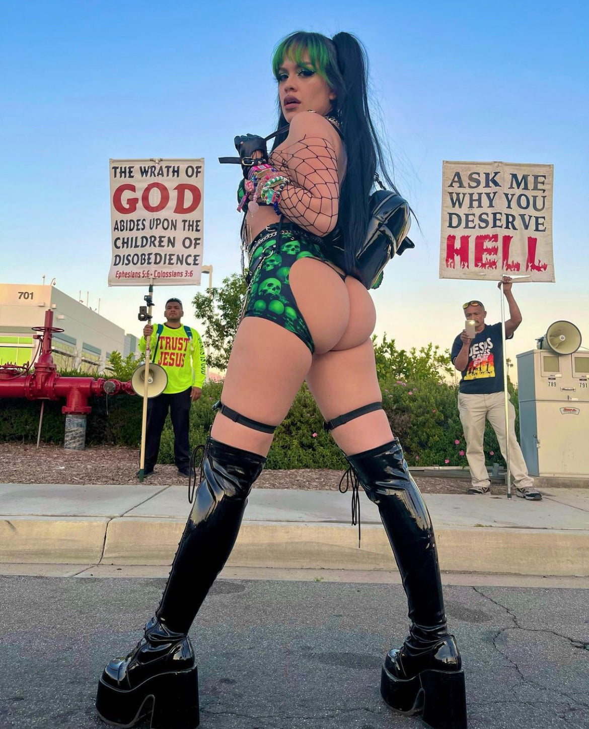 Slime Skulls 3pc chaps set - Bikinis, Monokinis, skirt sets, and apparel inspired by strippers - Bubblegum The Brand