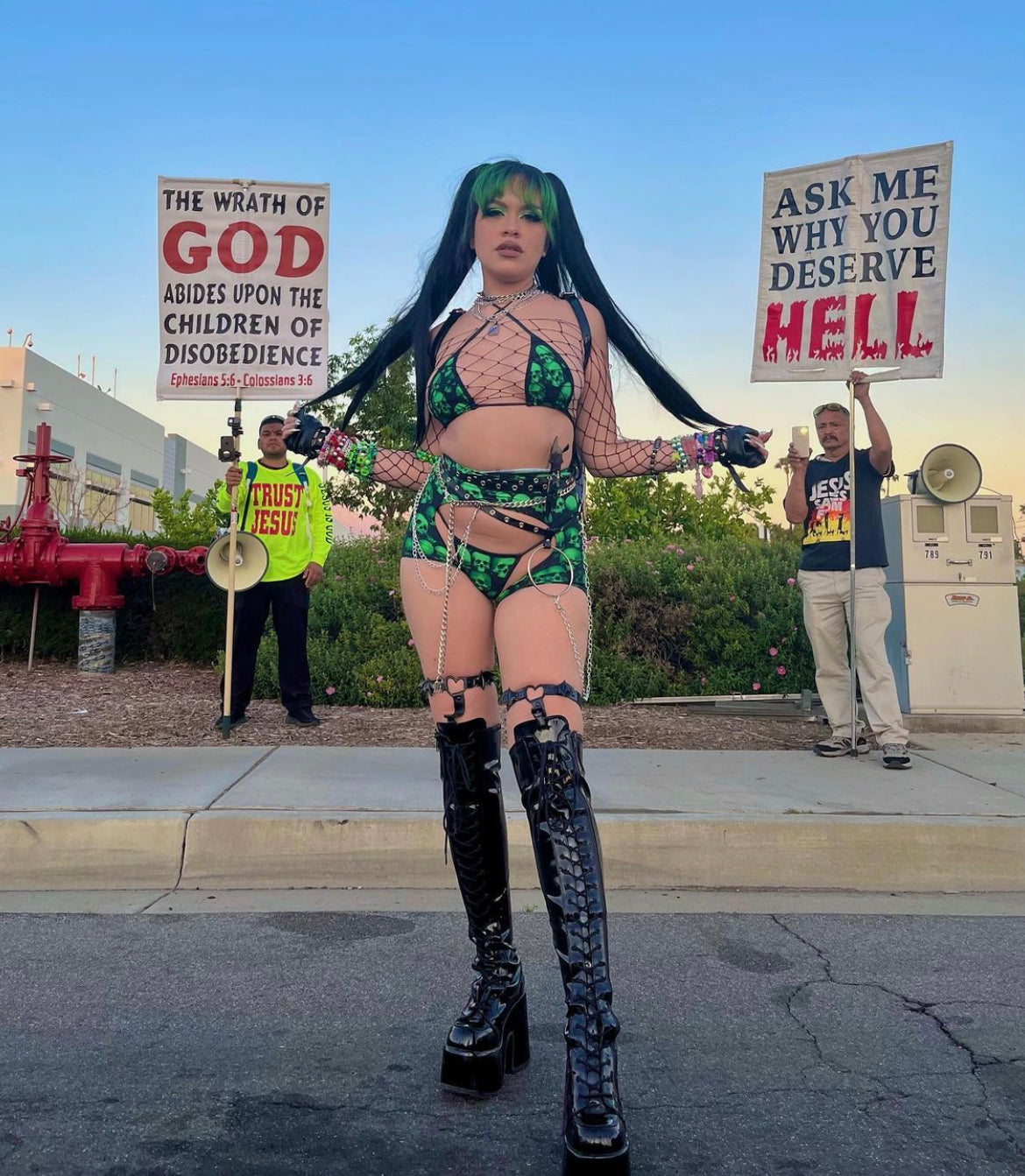 Slime Skulls 3pc chaps set - Bikinis, Monokinis, skirt sets, and apparel inspired by strippers - Bubblegum The Brand