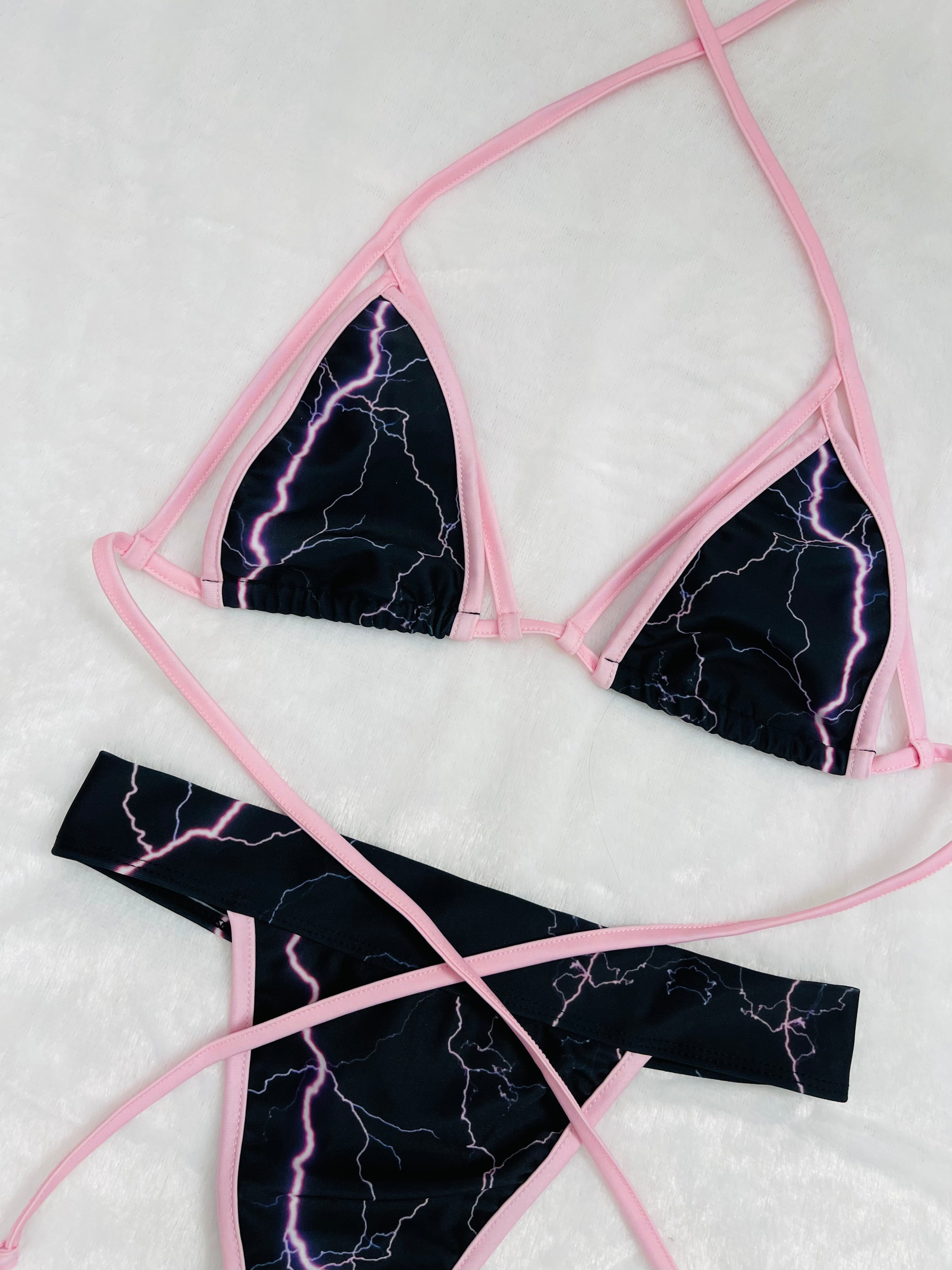 Pink lightning bikini set - Bikinis, Monokinis, skirt sets, and apparel inspired by strippers - Bubblegum The Brand